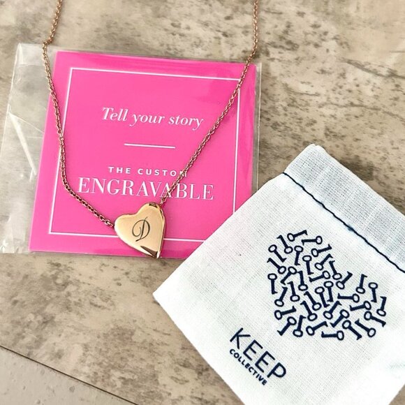 KEEP Collective Rose Gold Engraved/Engravable Heart Necklace - Picture 2 of 4